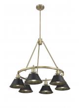  3306-6 AB-BLK - Orwell AB 6 Light Chandelier in Aged Brass with Matte Black shades